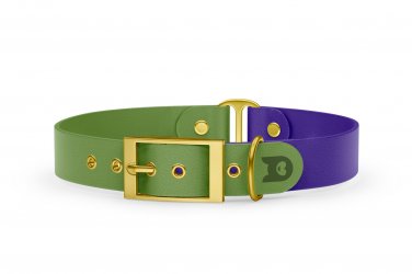 Dog Collar Duo: Olive & Purple with Gold