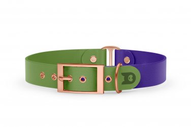 Dog Collar Duo: Olive & Purple with Rosegold