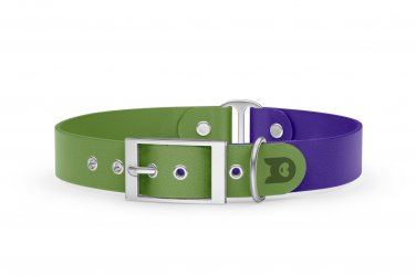 Dog Collar Duo: Olive & Purple with Silver