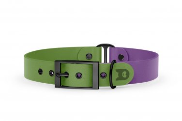 Dog Collar Duo: Olive & Purpur with Black