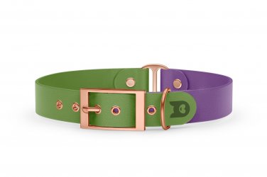 Dog Collar Duo: Olive & Purpur with Rosegold