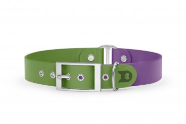 Dog Collar Duo: Olive & Purpur with Silver
