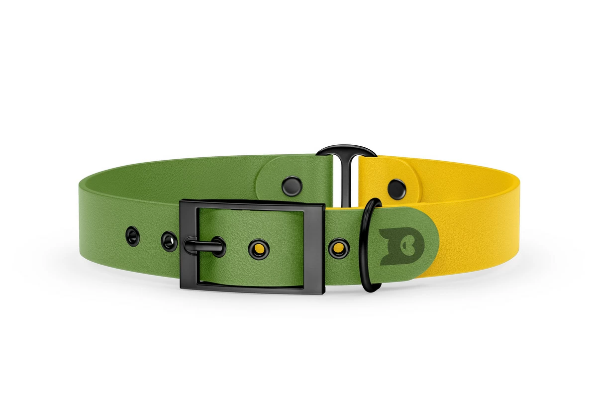 Dog Collar Duo: Olive & Yellow with Black