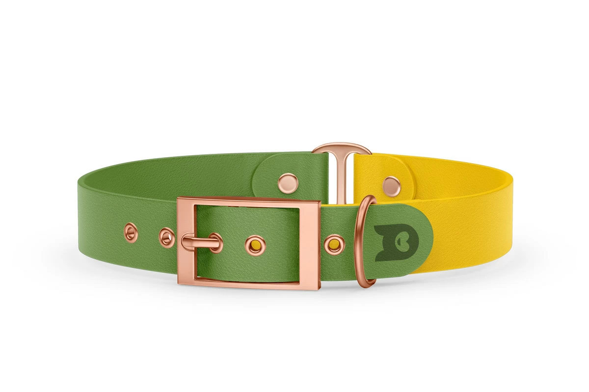 Dog Collar Duo: Olive & Yellow with Rosegold