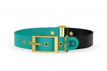 Dog Collar Duo: Pastel green & Black with Gold