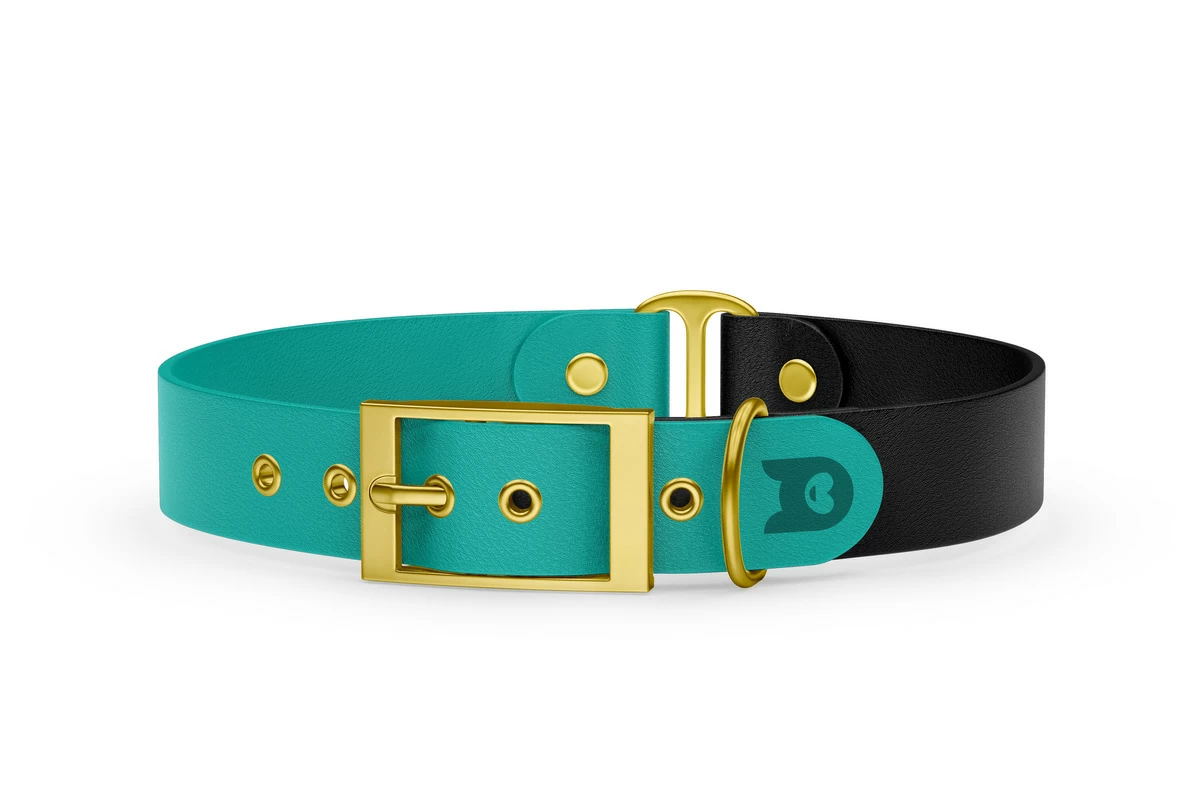 Dog Collar Duo: Pastel green & Black with Gold