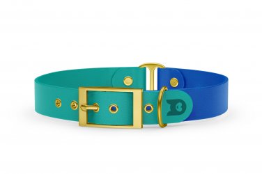 Dog Collar Duo: Pastel green & Blue with Gold