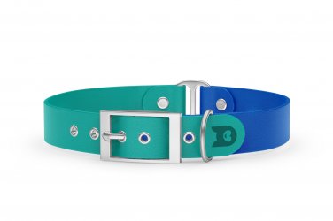 Dog Collar Duo: Pastel green & Blue with Silver