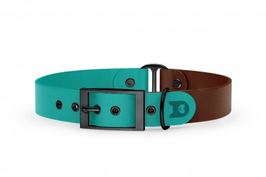 Dog Collar Duo: Pastel green & Dark brown with Black