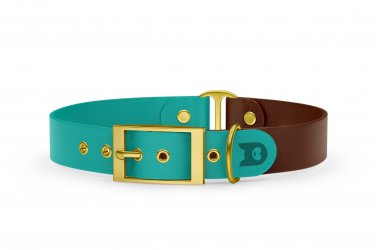 Dog Collar Duo: Pastel green & Dark brown with Gold