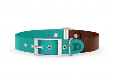 Dog Collar Duo: Pastel green & Dark brown with Silver