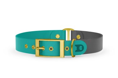 Dog Collar Duo: Pastel green & Gray with Gold