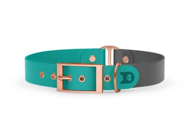 Dog Collar Duo: Pastel green & Gray with Rosegold