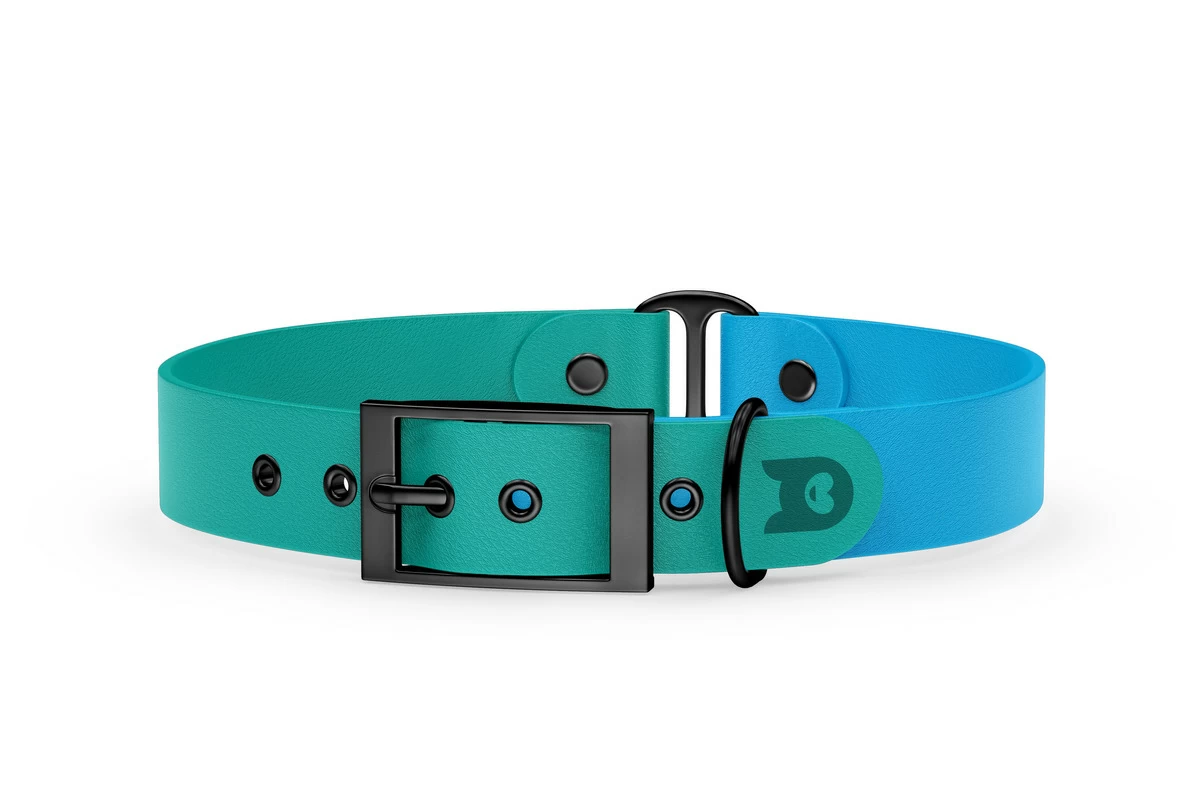 Dog Collar Duo: Pastel green & Light blue with Black