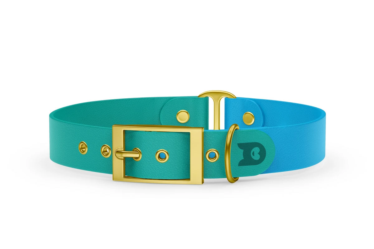 Dog Collar Duo: Pastel green & Light blue with Gold