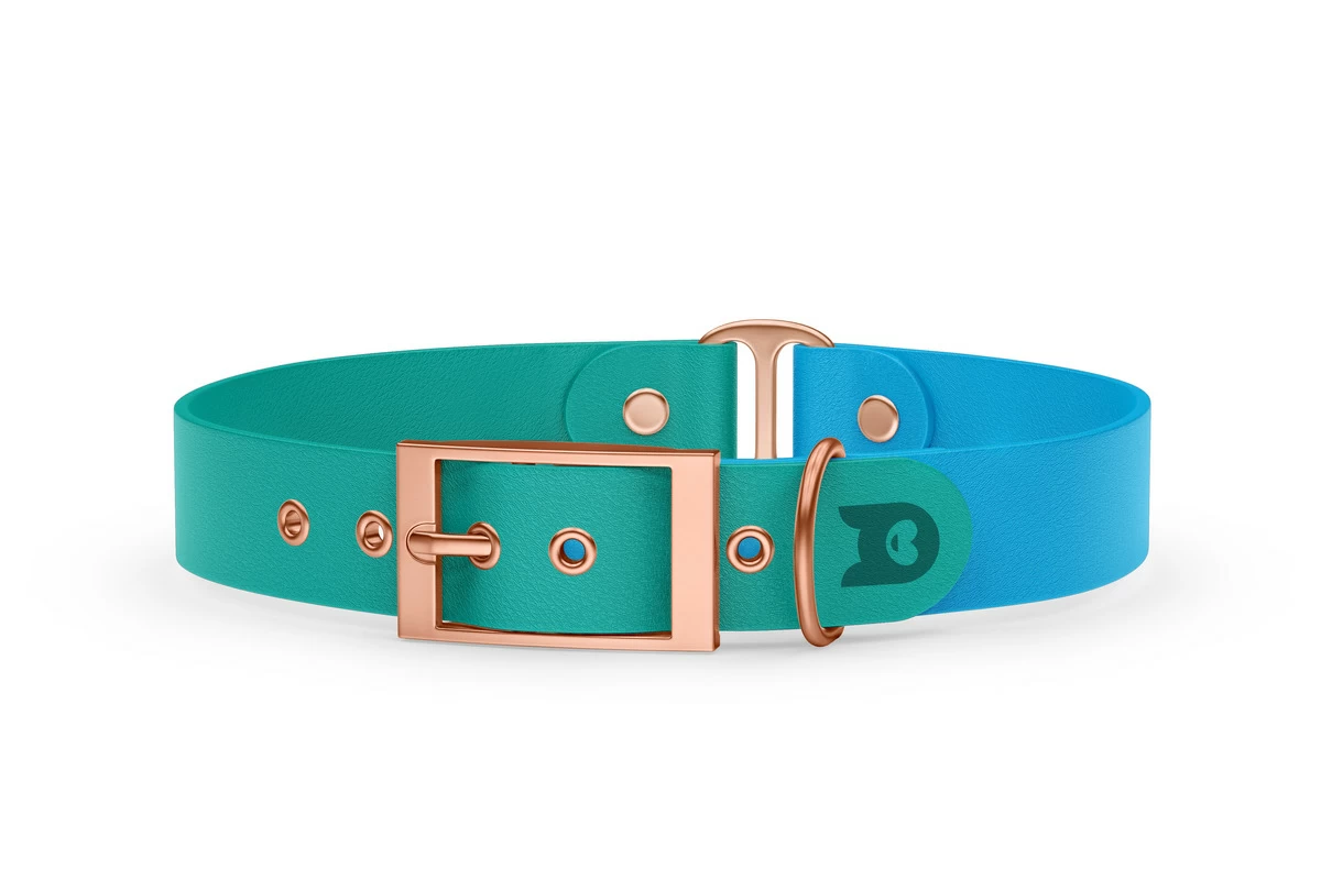 Dog Collar Duo: Pastel green & Light blue with Rosegold