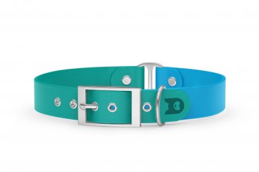 Dog Collar Duo: Pastel green & Light blue with Silver
