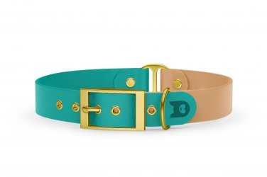 Dog Collar Duo: Pastel green & Light brown with Gold