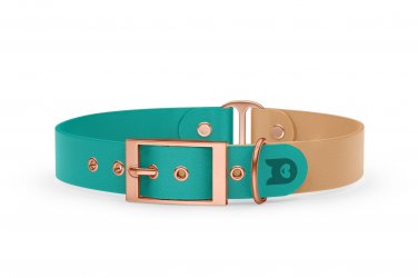 Dog Collar Duo: Pastel green & Light brown with Rosegold