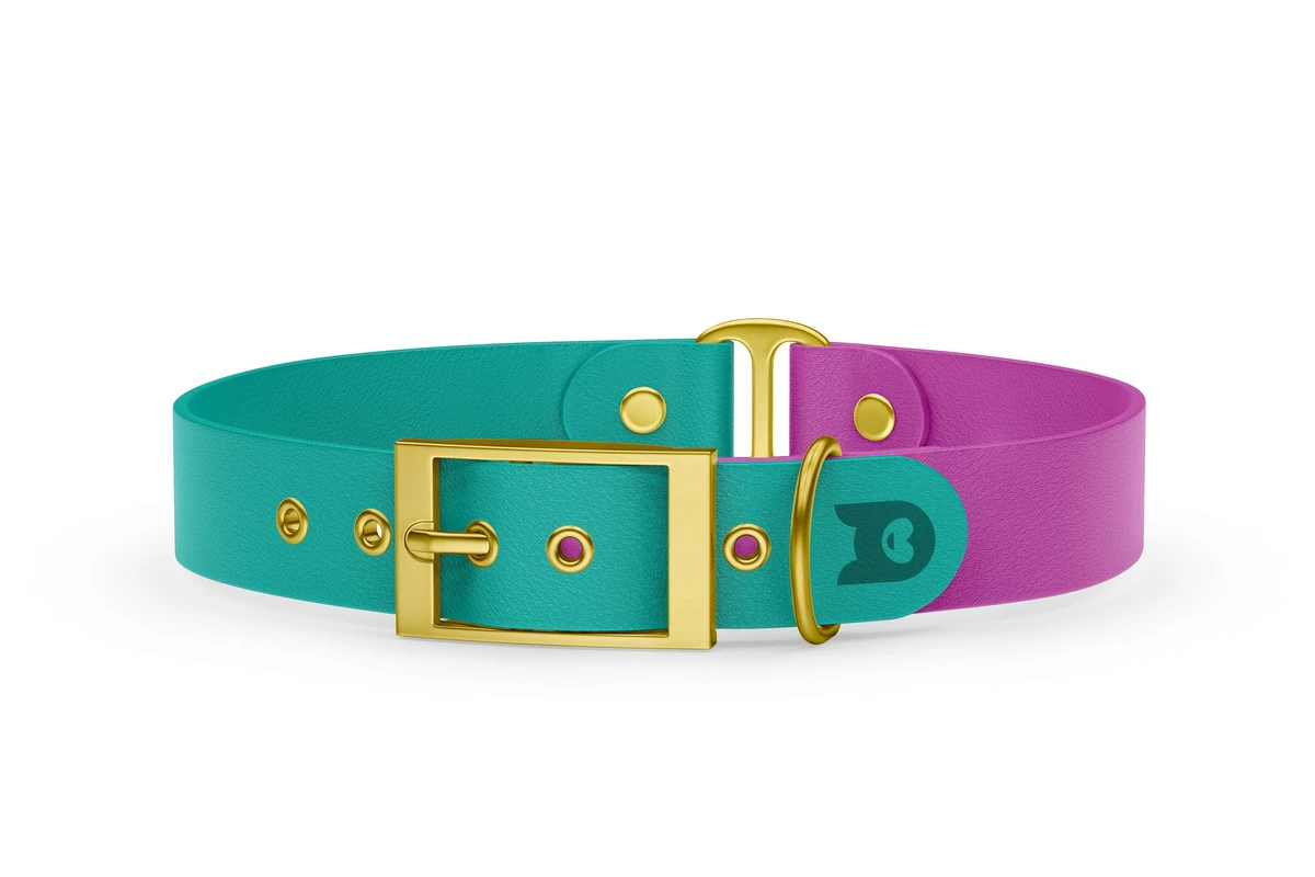 Dog Collar Duo: Pastel green & Light purple with Gold
