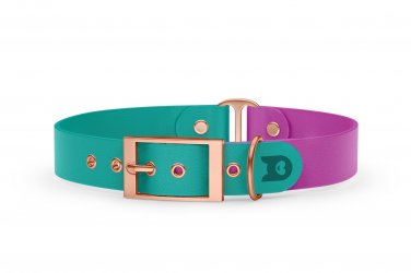 Dog Collar Duo: Pastel green & Light purple with Rosegold