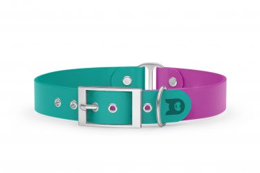 Dog Collar Duo: Pastel green & Light purple with Silver