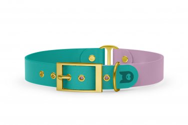 Dog Collar Duo: Pastel green & Lilac with Gold