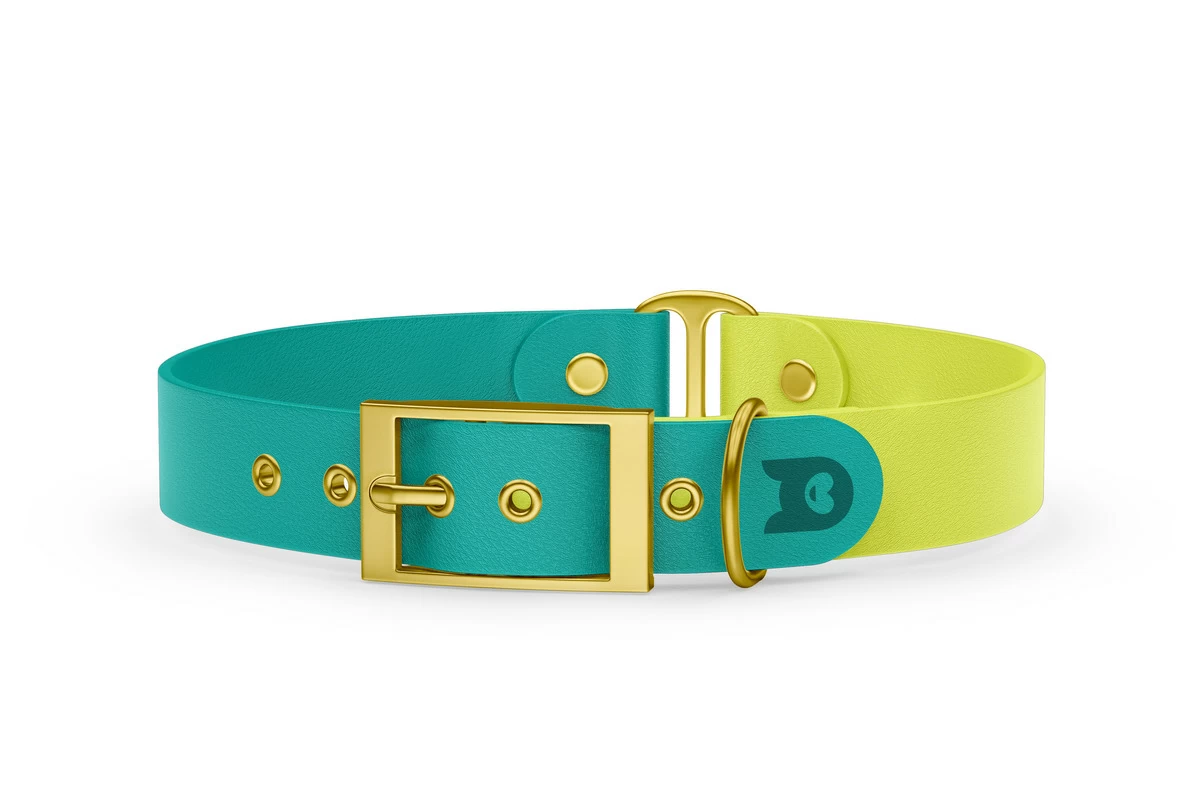 Dog Collar Duo: Pastel green & Neon yellow with Gold