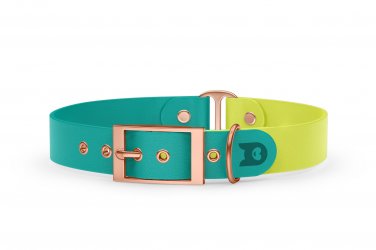 Dog Collar Duo: Pastel green & Neon yellow with Rosegold