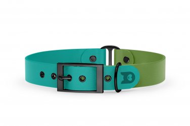 Dog Collar Duo: Pastel green & Olive with Black