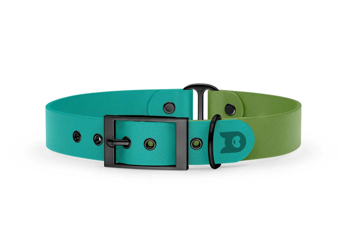 Dog Collar Duo: Pastel green & Olive with Black