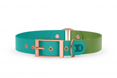 Dog Collar Duo: Pastel green & Olive with Rosegold