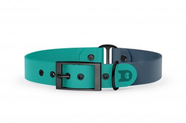 Dog Collar Duo: Pastel green & Petrol with Black