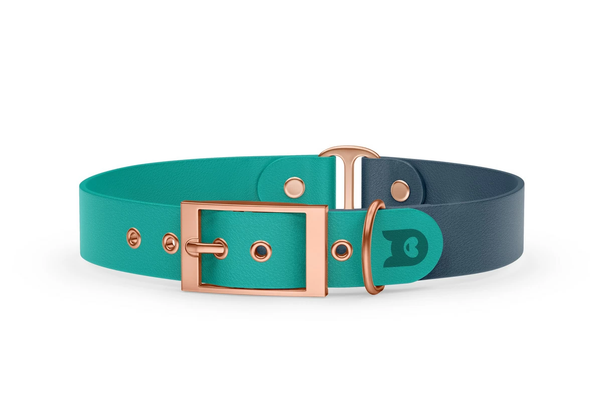 Dog Collar Duo: Pastel green & Petrol with Rosegold