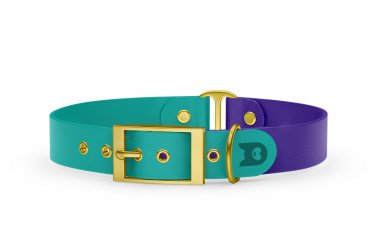 Dog Collar Duo: Pastel green & Purple with Gold
