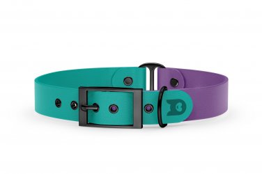 Dog Collar Duo: Pastel green & Purpur with Black