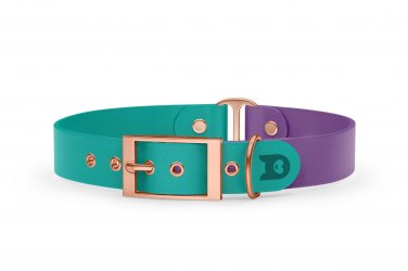 Dog Collar Duo: Pastel green & Purpur with Rosegold