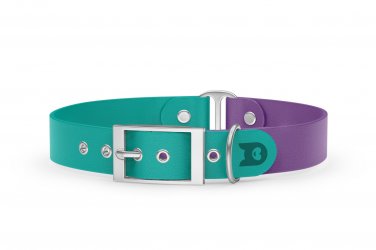 Dog Collar Duo: Pastel green & Purpur with Silver