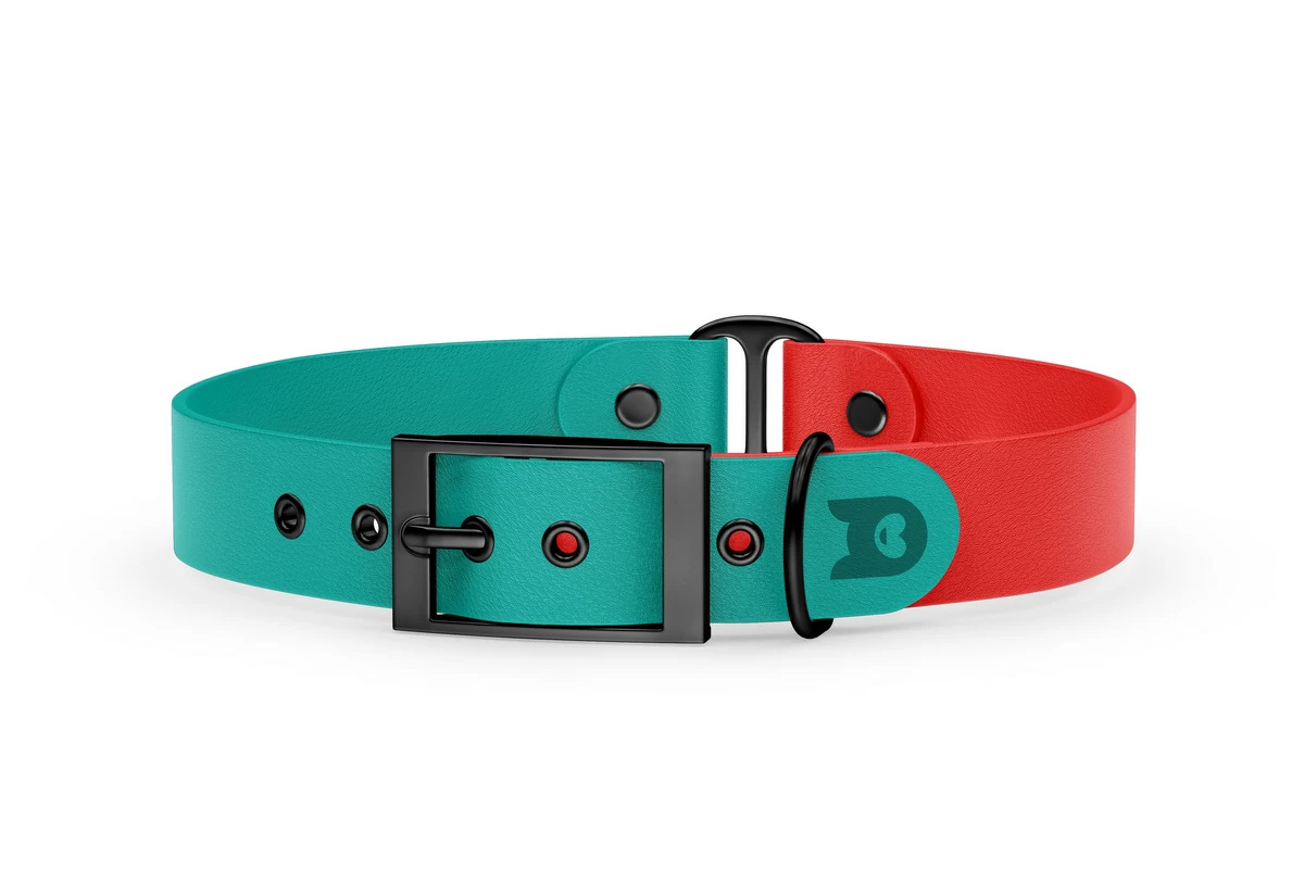 Dog Collar Duo: Pastel green & Red with Black