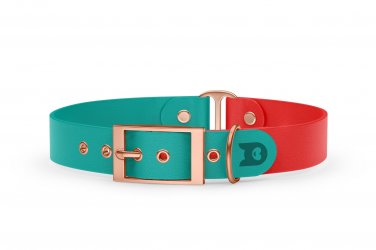 Dog Collar Duo: Pastel green & Red with Rosegold