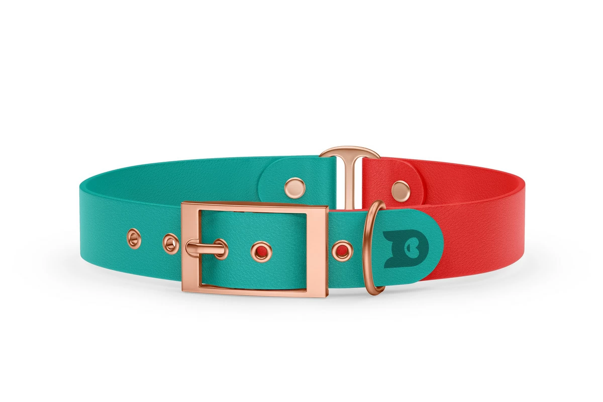 Dog Collar Duo: Pastel green & Red with Rosegold