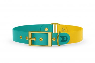 Dog Collar Duo: Pastel green & Yellow with Gold