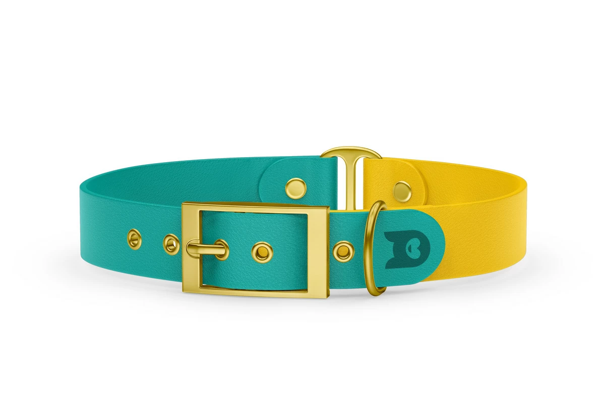 Dog Collar Duo: Pastel green & Yellow with Gold