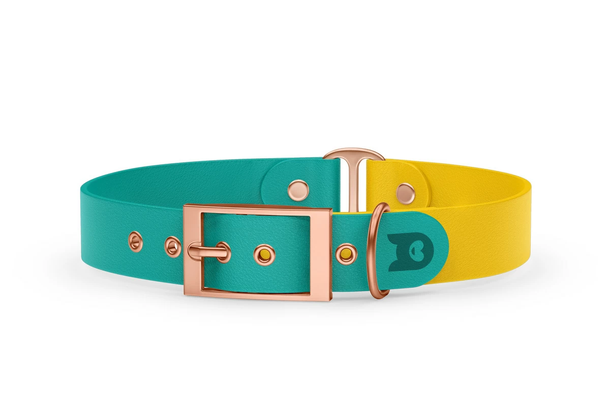 Dog Collar Duo: Pastel green & Yellow with Rosegold
