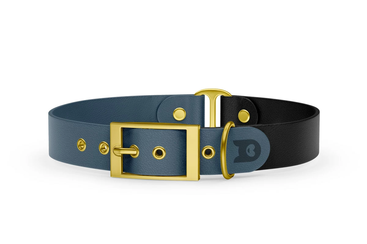 Dog Collar Duo: Petrol & Black with Gold