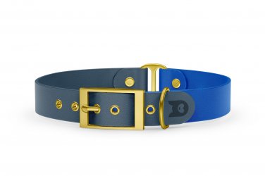 Dog Collar Duo: Petrol & Blue with Gold