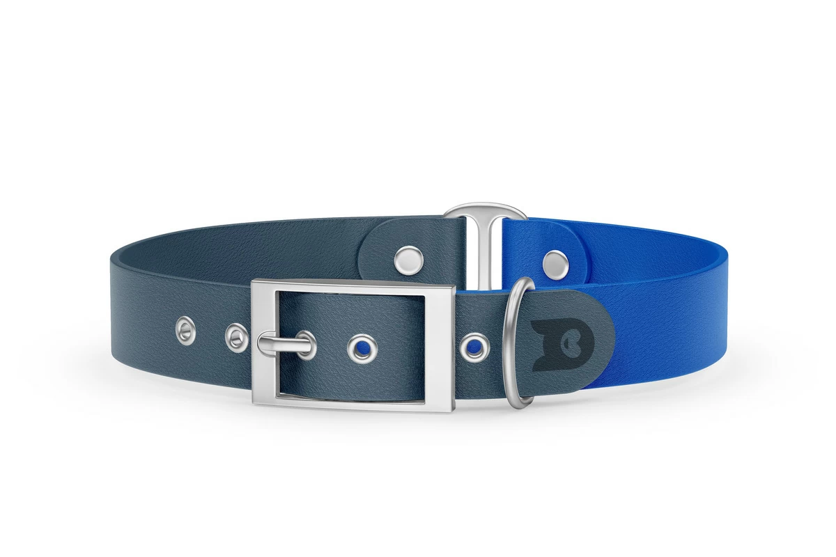 Dog Collar Duo: Petrol & Blue with Silver