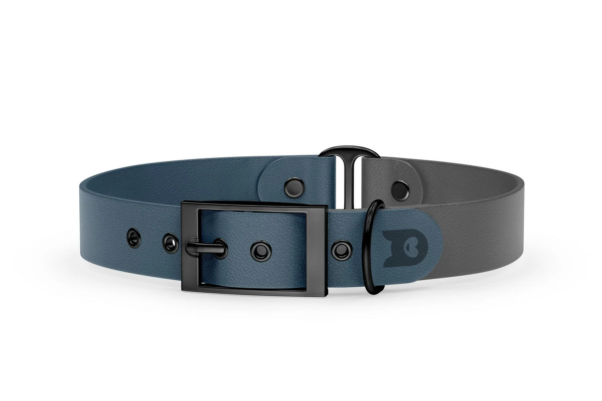 Dog Collar Duo: Petrol & Gray with Black