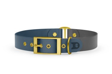Dog Collar Duo: Petrol & Gray with Gold