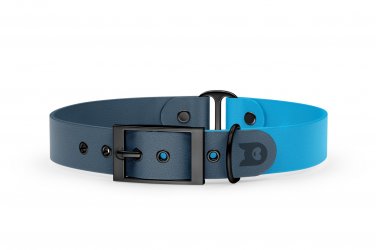 Dog Collar Duo: Petrol & Light blue with Black